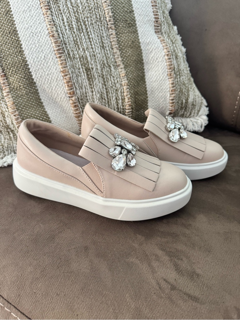 Bata Embellished Slip-On Platform Sneakers in Blush